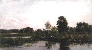 Charles-Francois Daubigny - A Bend in the River Oise, 1872