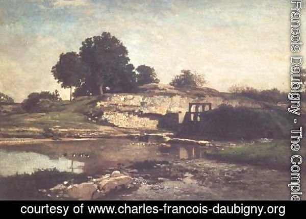 Charles-Francois Daubigny - The Lock at Optevoz, 1859