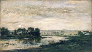 Charles-Francois Daubigny - Evening on the Oise, 1872