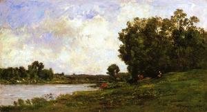 Charles-Francois Daubigny - Cattle on the Bank of the River