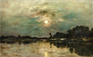 Charles-Francois Daubigny - Riverbank in Moonlight