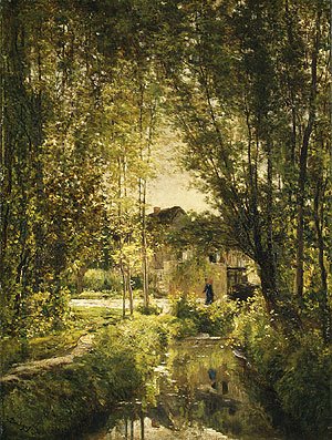 Charles-Francois Daubigny - Landscape with a Sunlit Stream, ca 1877