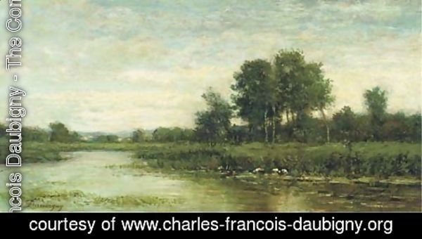 Charles-Francois Daubigny - Herons au bord de l'etang