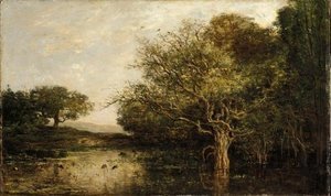Charles-Francois Daubigny - The pond with a herons
