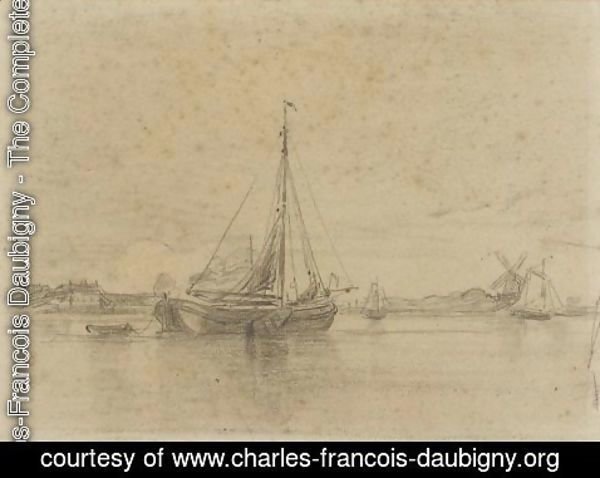Charles-Francois Daubigny - The channel in Hollang
