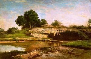 Charles-Francois Daubigny - The Flood Gate at Optevoz 1859