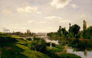 Charles-Francois Daubigny - The River Seine at Mantes, c.1856