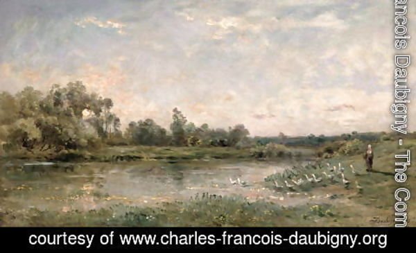 Charles-Francois Daubigny - Along the River, 1874