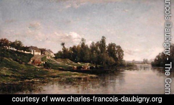 Charles-Francois Daubigny - River Scene, 1859