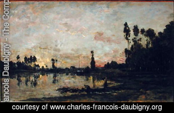 Charles-Francois Daubigny - Sunset on the Oise, 1865