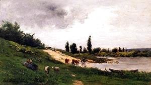 Charles-Francois Daubigny - Washerwomen on the Riverbank