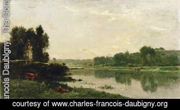The Banks of the River II by Charles-Francois Daubigny | Oil Painting ...