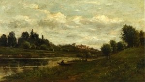 Charles-Francois Daubigny - Fisherman on the Banks of the River