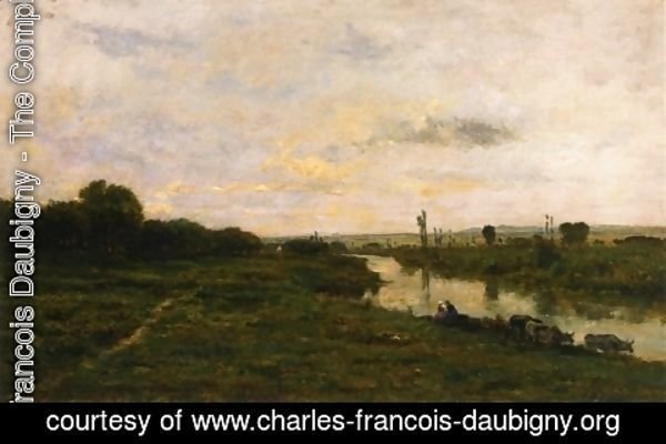 Charles-Francois Daubigny - Cows on the Banks of the Seine, at Conflans