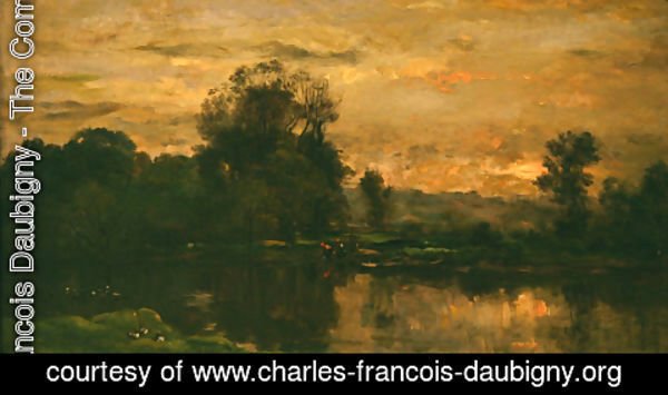 Landscape with Ducks by Charles-Francois Daubigny | Oil Painting ...