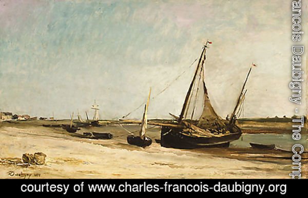 Charles-Francois Daubigny - Boats on the Seacoast at aples 1871
