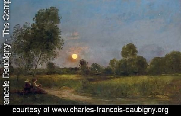 Charles-Francois Daubigny - Lever de lune (Moonrise)