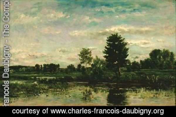 Charles-Francois Daubigny - La barque au bord de la riviere
