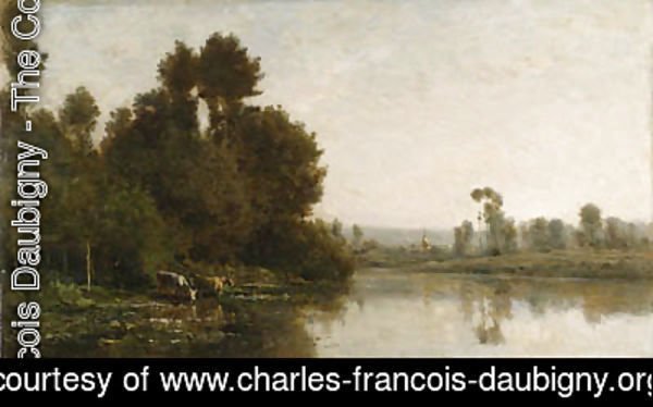 Charles-Francois Daubigny - Au bord de la rivire