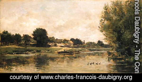 Charles-Francois Daubigny - View of a river