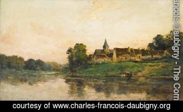 Charles-Francois Daubigny - Lavandiere Et Vachere A Porte-Joie