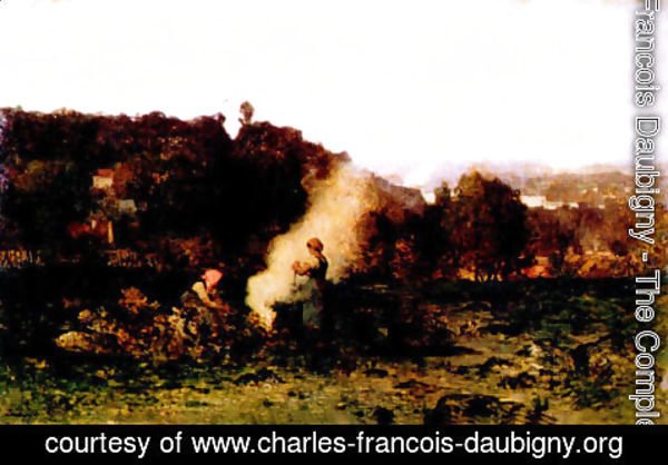 Charles-Francois Daubigny - Wood fire in the country